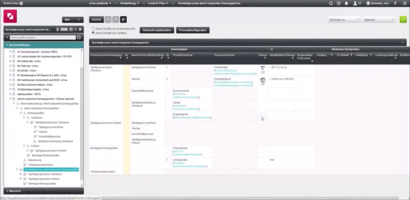Software screen of e1ns control plan
