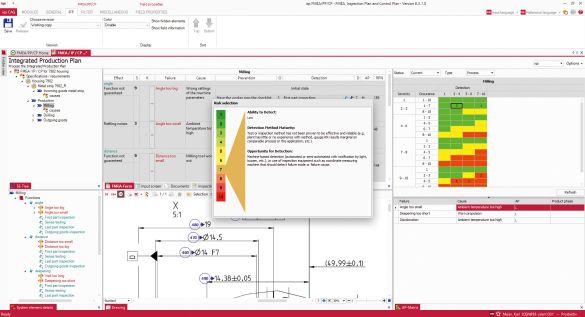 Software screen of the Quality Center module FMEA with action priority