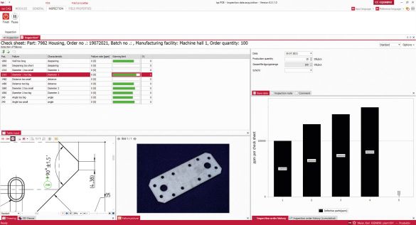 Software screen PeakAvenue inspection data acquisition for check sheet