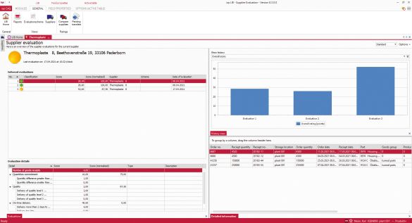 Software screen PeakAvenue supplier evaluation