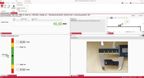 Software screen PeakAvenue incoming goods inspection