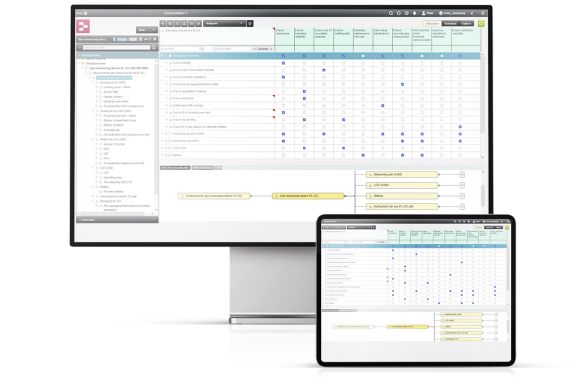 Screen and tablet with e1ns software open