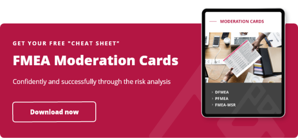 Picture on a tablet of a person handing someone the FMEA moderation card