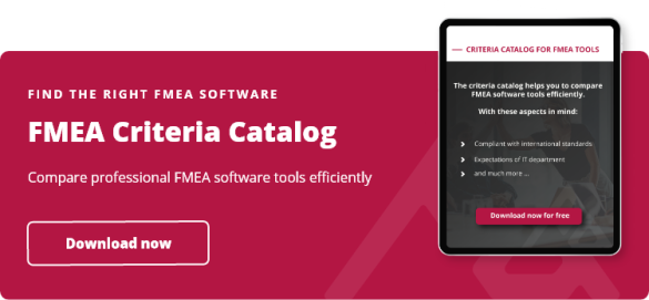 Tablet on which the benefits of the FMEA requirements catalog are listed