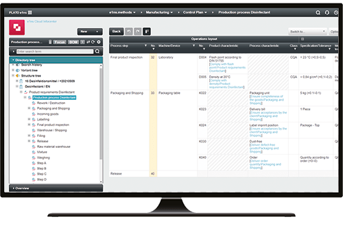 Software screen of e1ns control plan