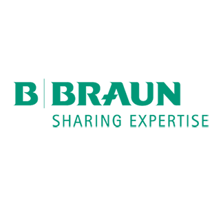 B. Braun logo with green lettering.