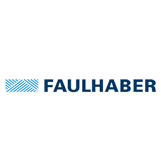 Faulhaber company logo with blue text.