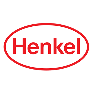 Henkel logo with red text in an ellipse.