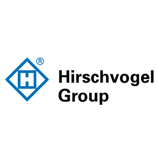 Hirschvogel Group logo with blue lettering and a stylized H icon.
