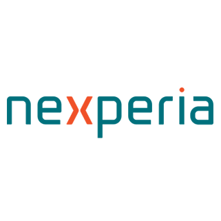 Nexperia logo with multicolored text.