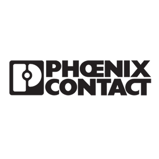 Phoenix Contact logo with black text and stylized P inside a black square.