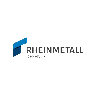 Rheinmetall Waffe logo with stylized R and company name.