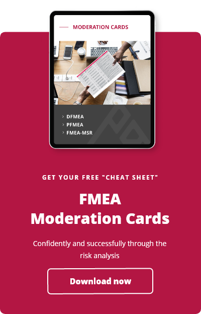 Picture on a tablet of a person handing someone the FMEA moderation card