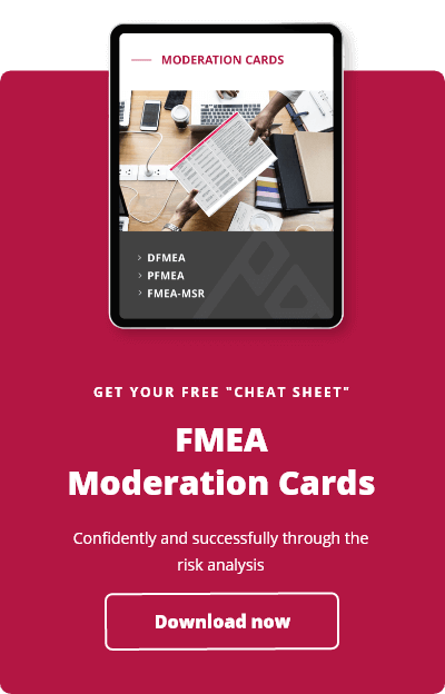 Picture on a tablet of a person handing someone the FMEA moderation card